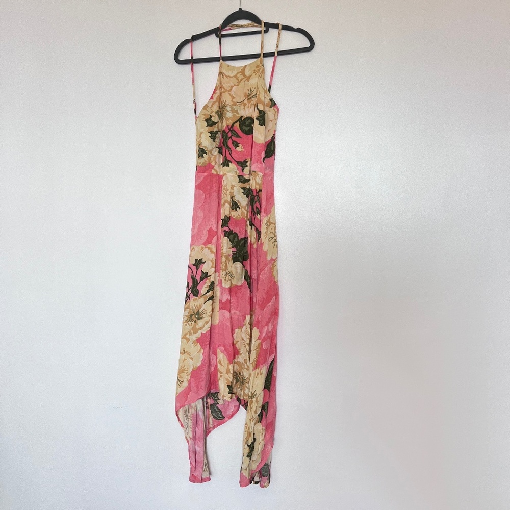 Reformation Pink Floral open cross back dress size 4